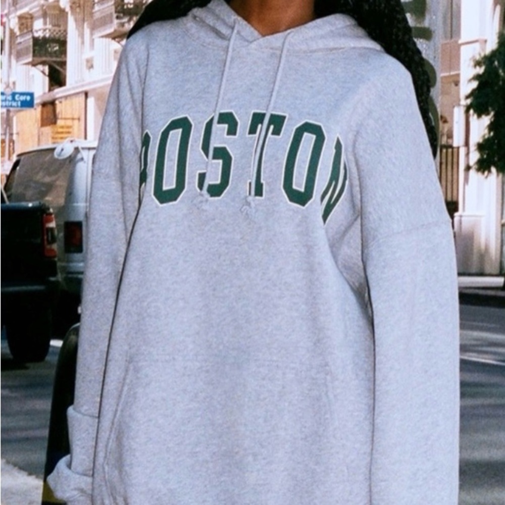 Brandy Melville John Galt Boston grey hoodie sweatshirt